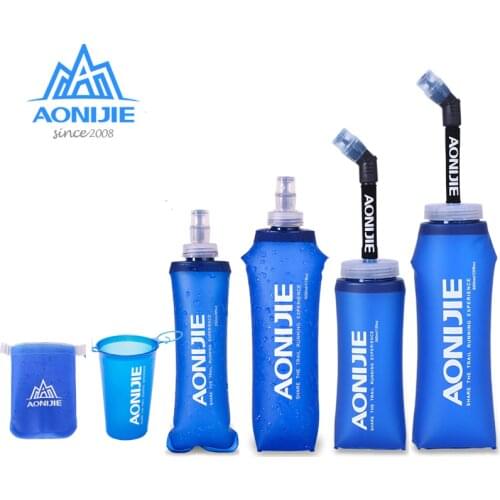 AONIJIE 170ml 200ml 250ml 350ml 500ml 600ml Running Sport Bicycle Soft Water Bottle Folding TPU Soft Flask Water bag