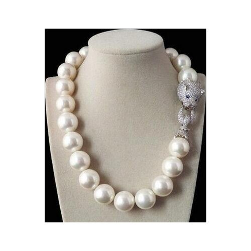 Free shipping Tremendous Big Sweater chain Beautiful Huge 16mm Genuine White blue South Sea Shell Pearl Necklace jewelry 45cm