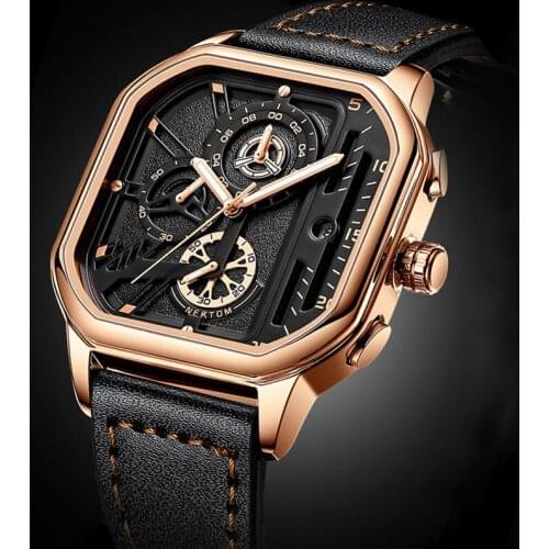 Relogio Masculino Rose Gold Watch Men Square Mens Watches Top Brand Luxury Golden Quartz Stainless Steel Waterproof Wrist Watch