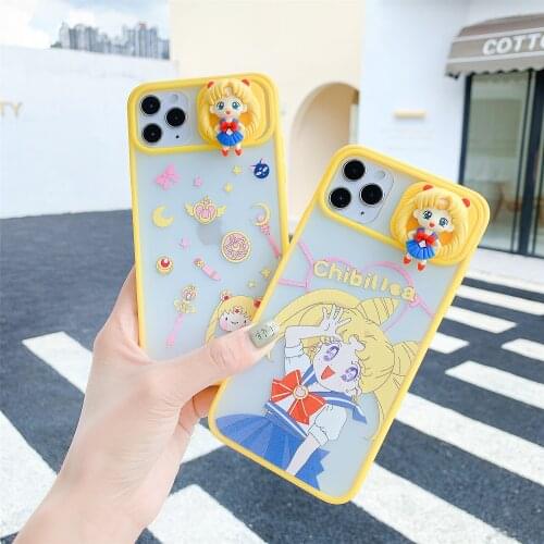 For iPhone 12 11 Pro Xs Max XR 7 8Plus Case Sliding Small Window Protect Camera Matte Translucent TPU Phone Case