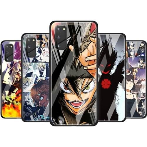 Hot Black Clover Anime Tempered Glass Cover For Samsung Galaxy S20 S10 S9 S8 S10E FE Ultra Plus Lite Phone Case