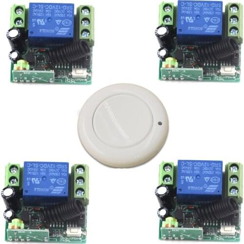 DC 12V Wireless Remote Control Switch Radio Light Switch Teleswitch 4 Receiver + Transmitter Learning Code 315/433Mhz