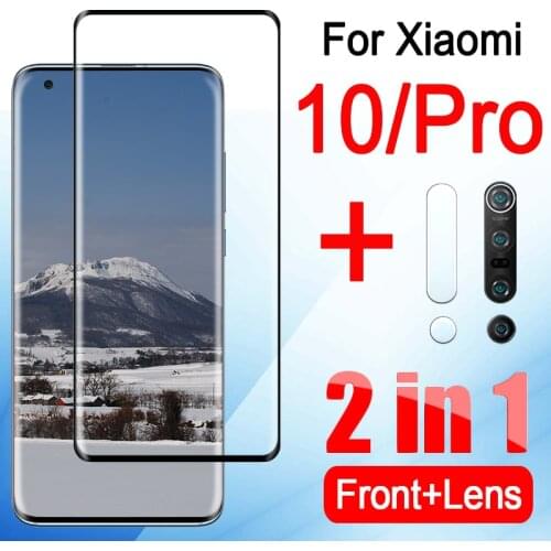 For xiaomi mi 10 pro glass screen protector mi10 10pro protective tempered glas xiaome mi10pro 5g with camera lens film 3d 2in1