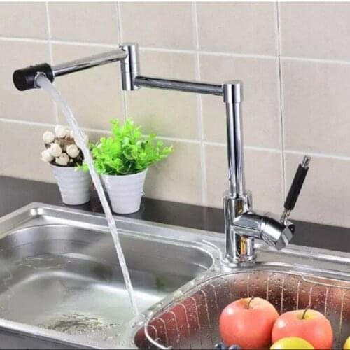 Two function Kitchen Sink Faucet Stretch Folding Bathroom Kitchen Mixer Taps Deck Mounted Luxury Copper faucet Dona1179