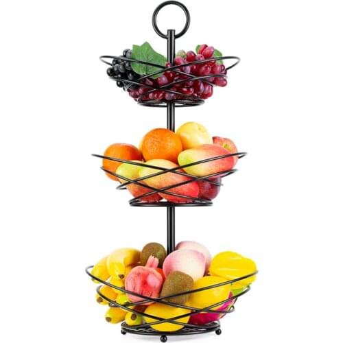 Double-ring Flower-Shaped Fruit Vegetable Hamper Two/Three-Layer Wrought Iron Countertop Fruit Basket Stand Home Accessories