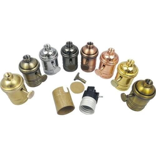 E27 Vintage Lamp Holder Copper Light Socket Bulb Light Fixture knob Switch Screw Retro Base Lampada Lighting Pendant Fittings