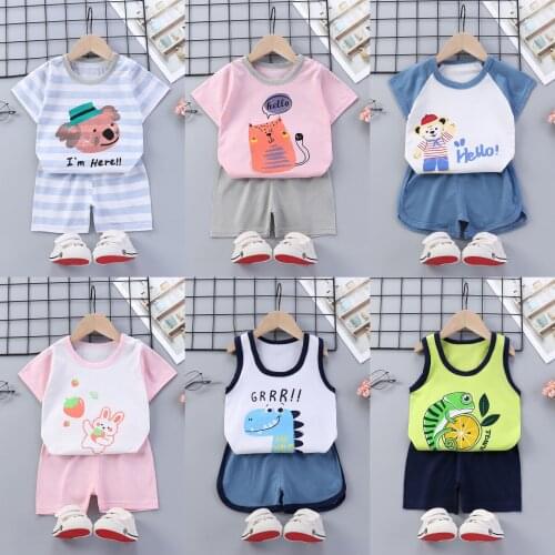 New Brand Baby Boys Clothes Sets 2021 Summer Kids Girls Short Sleeve T-shirt+shorts 2pcs Cartoon Printed Childrens Tracksuits