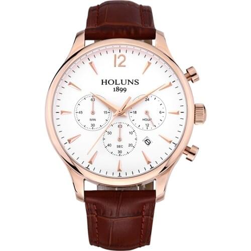 HOLUNS Men's Watch With Leather Strap
