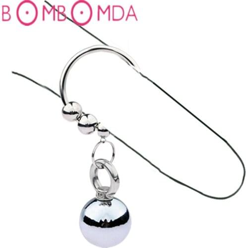 Stainless Steel Double Beads Penis Ring for Man Penis Training Enlarger Penis Ring Weight Orgasm Sex Products For Male