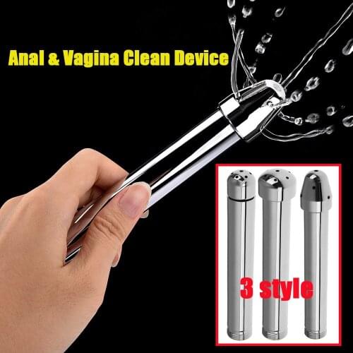 Metal Anal Douche Shower Enema Bidet Tap With 3 Styles Head Anus Vaginal Expander Cleaning Butt Plugs BDSM Couple Anal Sex Tools