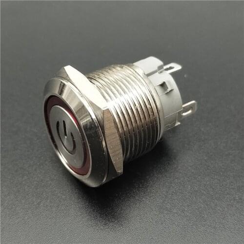 19mm Metal Power mark brass Push Button Switch flat round illumination Momentary self reset 1NO