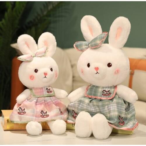 1pc Kawaii Plush Rabbit Toy Stuffed Animals Rabbit Bunny Fluffy with Dress Girls Plush Birthday Christmas Gift for Kids