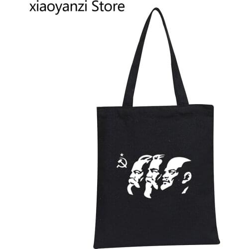 The Soviet Union The Great Communist Lenin ,Marx ,Engels Shoulder Bags USSR CCCP Communism Eco Reusable Canvas Shopping Bag