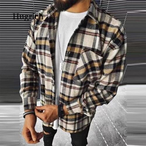 Fashion Long Sleeve Plaid Printed Shirts for Men 2021 Spring Casual Turn-Down Collar Button Shirt Male Plus Size Tops Streetwear