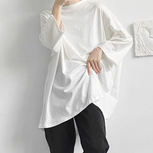 Men Fashion Round Neck Half Sleeve Loose T-shirt Oversize Youth White Tee Solid Leisure C41