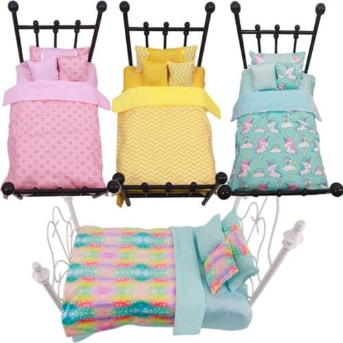 5 PCS Set 3 Pillow+Bed Sheet+Blanket Fit 43cm New Baby Born Doll&18 Inch American Girl Doll,Our Generation Doll