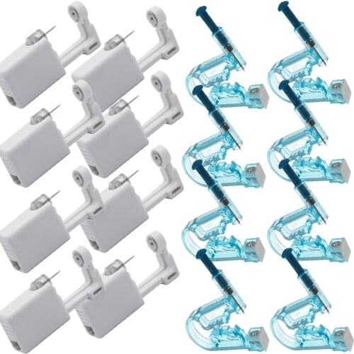 8Pcs/set Disposable Ear Piercing Gun Kit Healthy Sterile Earring Piercer Tool Machine Studs Nose Clip Body Jewelry Piercing Tool