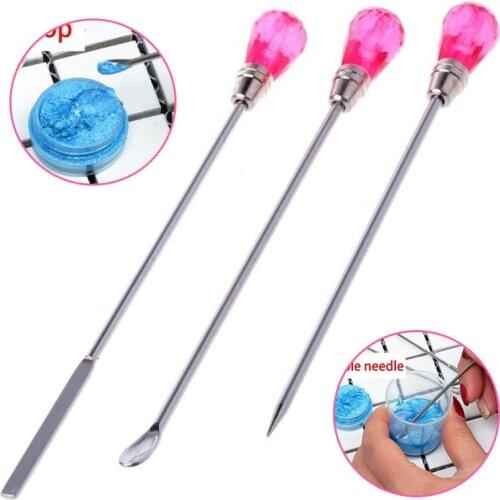 3Pcs/Set Muddler Poke Set Bubble Needle Spoon Tool for Silicone Resin Mold Jewelry Making Candle Making Kit