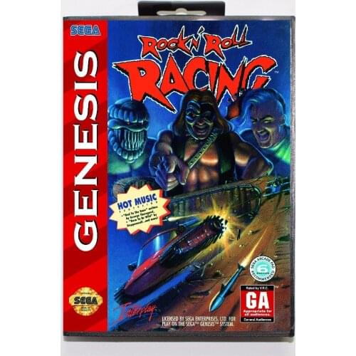 New Arrival Rock 'N Roll Racing Game Cartridge 16 bit MD Game Card With Retail Box For Sega Mega Drive For Genesis