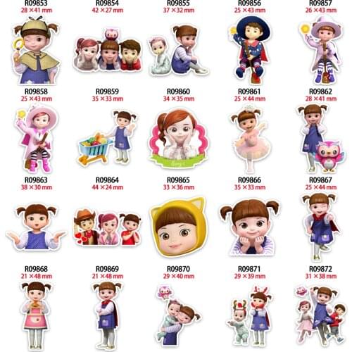 New Korean Girl Planar Resin Flatback Cabochon Charms Printed 10pcs/lot for Keychains