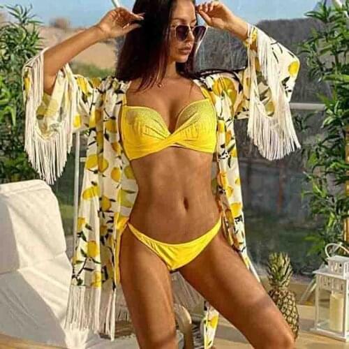 New Solid Bandeau Bikinis Mujer Women Rhinestone Swimsuit Sexy Brazilian Swimwear Beach Wear Swimming Bathing Suit Maillot F86