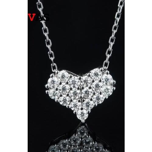 OEVAS Real Moissanite Heart Pendant Necklace For Women 100% 925 Sterling Silver Wedding Party Sparkling Fine Jewerly Wholesale