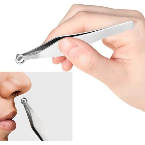 Lucky-Beauty Stainless Steel Nose Hair Trimming Tweezers Round Tip Daily Beauty Tools For Nose Hair Removal, Eyebrow Trimmer