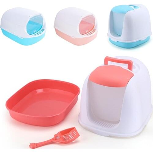 Fully Closed Cat Litter Box Anti Splash Pet Toilet Puppy Kitten Indoor Clean Basin Pets Bedpan Plastic Deodorant Cats Sandbox