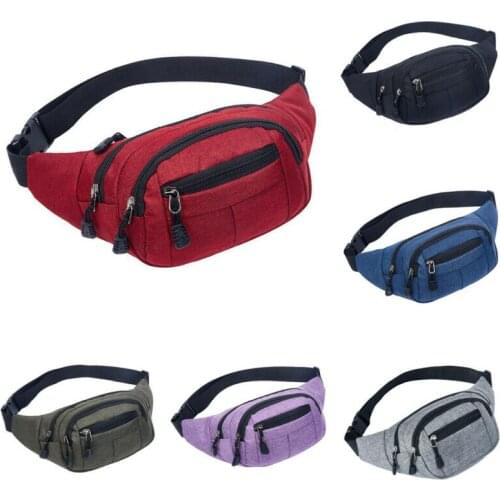 Men Women Casual Solid Color Waist Bag Bum Fanny Large Capacity Pack Running Cycling Zip Belt Money Pouch Unisex