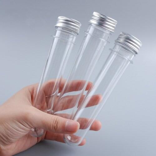 30ml 40ml Clear Plastic PET Test Tubes Empty Mask Scented Tea Serum Capsule Pills Testing Tubes Bottles With Aluminum Cap 30pcs