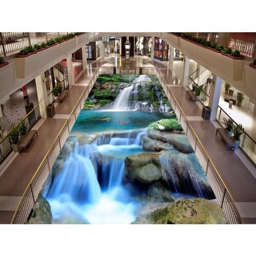PVC floor sticker painting Murals Waterfall landscape 3D painting Modern Custom 3D floor mural