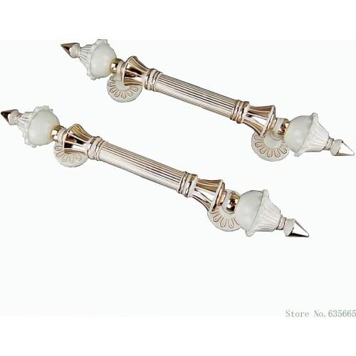 2pcs European Ivory White Handles Antique Villa Archaize Wooden Door Glass Door Handle Steel Pull Door Knob Hardware Accessories