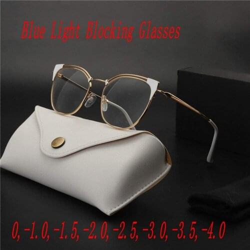 Blue Light Blocking Nearsighted Glasses Computer Optical Myopia Glasses 2020 Fashion Cat Sun Glasses for Women UV400 NX