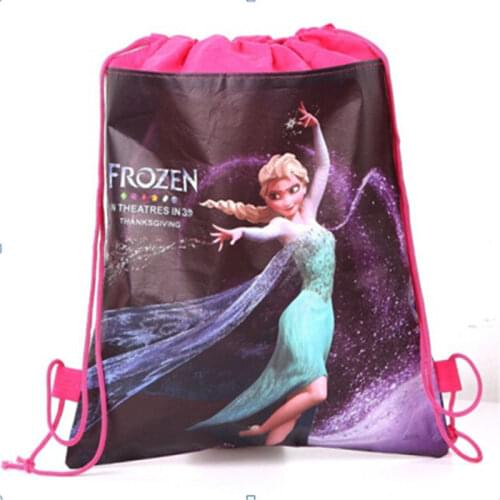 Disney Elsa Frozen Party Bags Gifts Shopping Drawstring Bags Girl Favors Non-Woven Fabric Backpack Birthday Party Supplies
