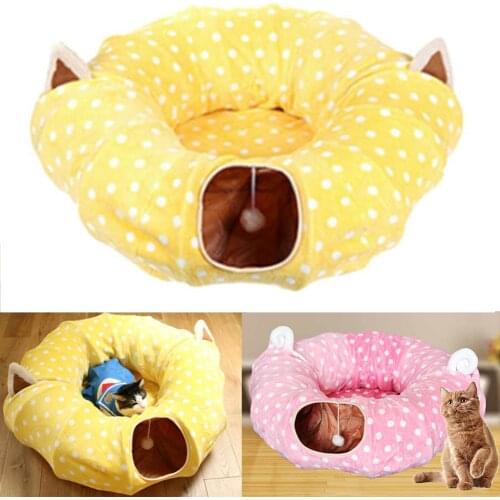 Cat Bed Tunnel For Cat Toys Juegos Gatos Cats Play Stuff Foldable Wear Resistant. Kittens Hideout Round Soft Bed House