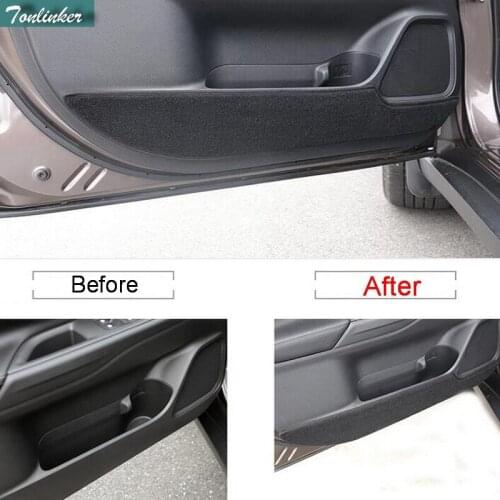 Tonlinker 4 Pcs DIY Car Styling polyester the Door anti-kick pad sticker Cover Case stickers for Mitsubishi Outlander 2013-16