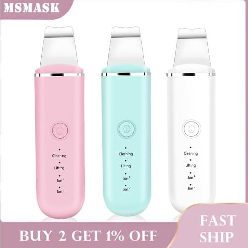 USB Ultrasonic Skin Scrubber Ion Acne Blackhead Remover Peeling Facial Massager Pore Cleaner Shovel Face Lifting Whitening Tools