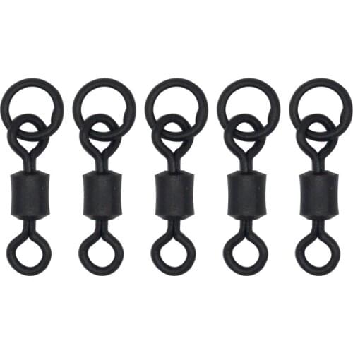 Carp Fishing Rolling Swivels with Solid Ring 10pcs/lot Matte Black Carp Fishing Rig Connector Carp Fishing Terminal Tackle
