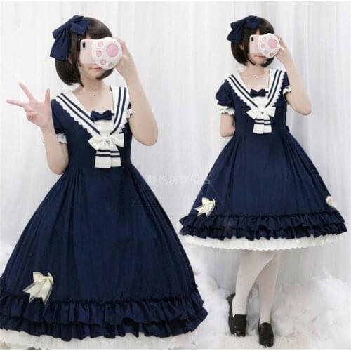 Victorian Gothic Lolita Girl Lace Dress Short Sleeve Princess Dress Girl Halloween Costume D459