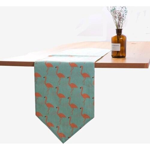 2 sizes Flamingo Deisgn Vintage Green Table Runner Home Decor Bed runner