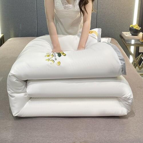 Four Seasons Quilt Soybean Fiber Cotton Fabric Goose Down Silk Spring Autumn Summer Cool Quilt Comforter Bedclothes Thin Duvet