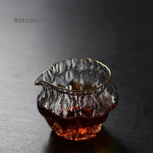 WIZAMONY Japanese Style Purely Handmade Golden Line teaware Glass Drawing Fair Mug Pitcher Chahai drinkware tea