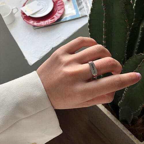 TIMEONLY Temperament Wide Alloy Letter Open Ring for Women Geometrical Forefinger Rings Anniversary Gifts Jewellery Japan Style