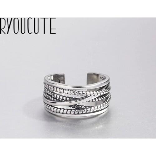 2019 Bijoux Fashion Real Silver Color Multilayer Ring for Women Boho Adjustable Antique Rings Anillos joyas de plata