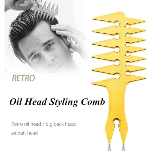 1pc Gold Mens Oil Head Comb Back Wide Tooth Comb Hair Styling Styling Comb Fluffy Comb High Texture Comb G0918