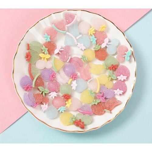 10 Pcs Mini Cartoon Fruit Charms Supplies Additive For Clay Accessories Putty DIY Filler Decoration Toys