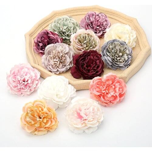 2/5pcs New Artificial Flower 8CM Silk Peony Rose Flower Head For Wedding Party Home Decoration DIY Christmas Fake Flower