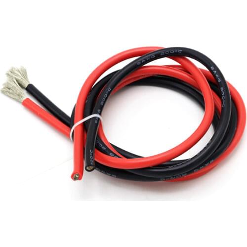 2 meter Silicon Wire 8 10 12 14 16 18 20 22AWG Heatproof Soft Silicone Silica Gel Wire Cable (1meter Red+1meter Black) )