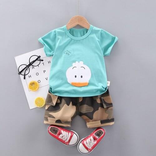 2021 Summer Toddler Baby Boys/Girls Clothes Outfits Cartton Duck T-shirt Tops+Shorts 2pcs/Sets Newborn Baby Boys Childrens Wear