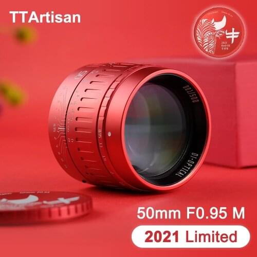 2021 Limited TTartisan 50mm F0.95 M Red Lens for Leica M Cameras M9 M10 M50 Camera Lens, Red Color
